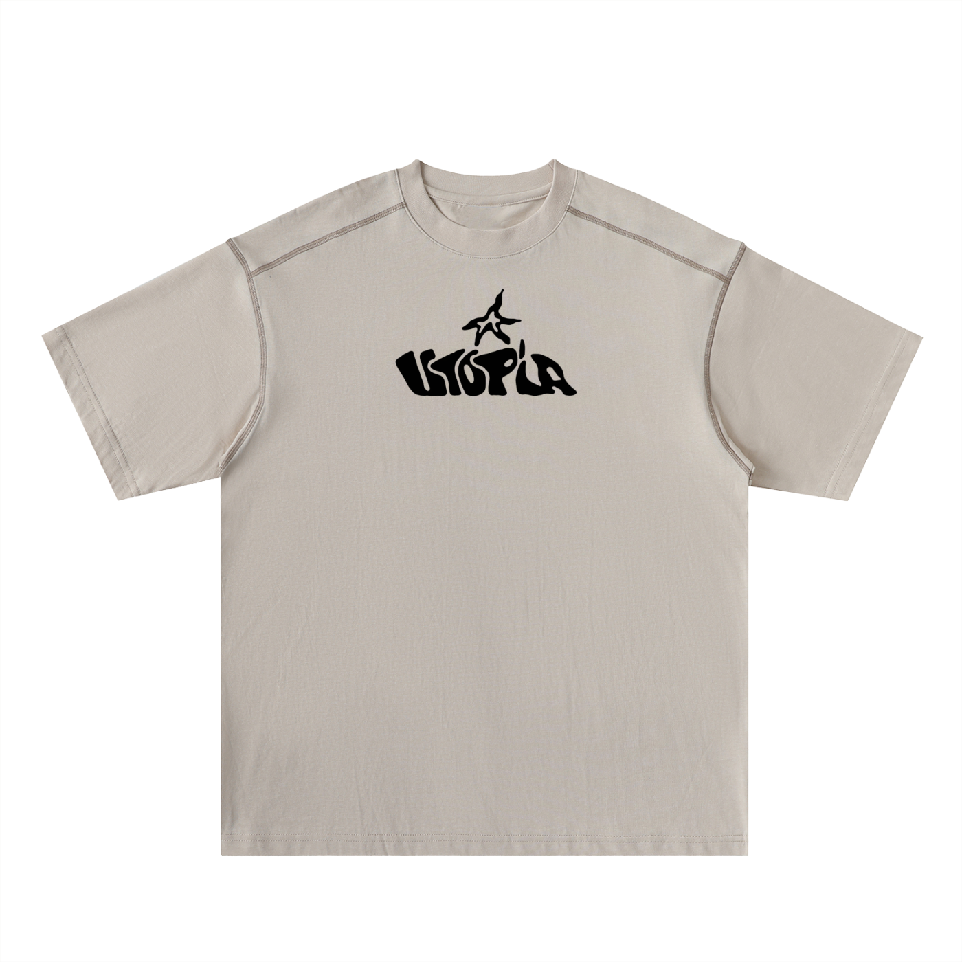 Oversized Contrast-Stitched Graphic Cotton Tee