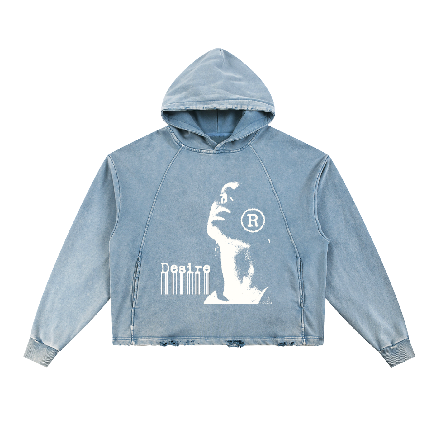 "Desire" Vintage Washed Frayed-Hem Hoodie