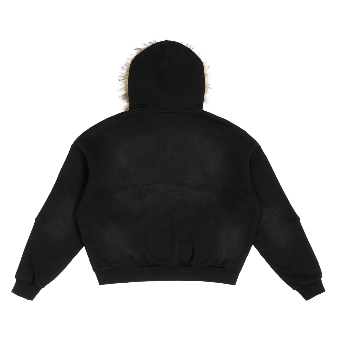 B4RLINE Sun Fade Boxy Detachable Fur Hoodie