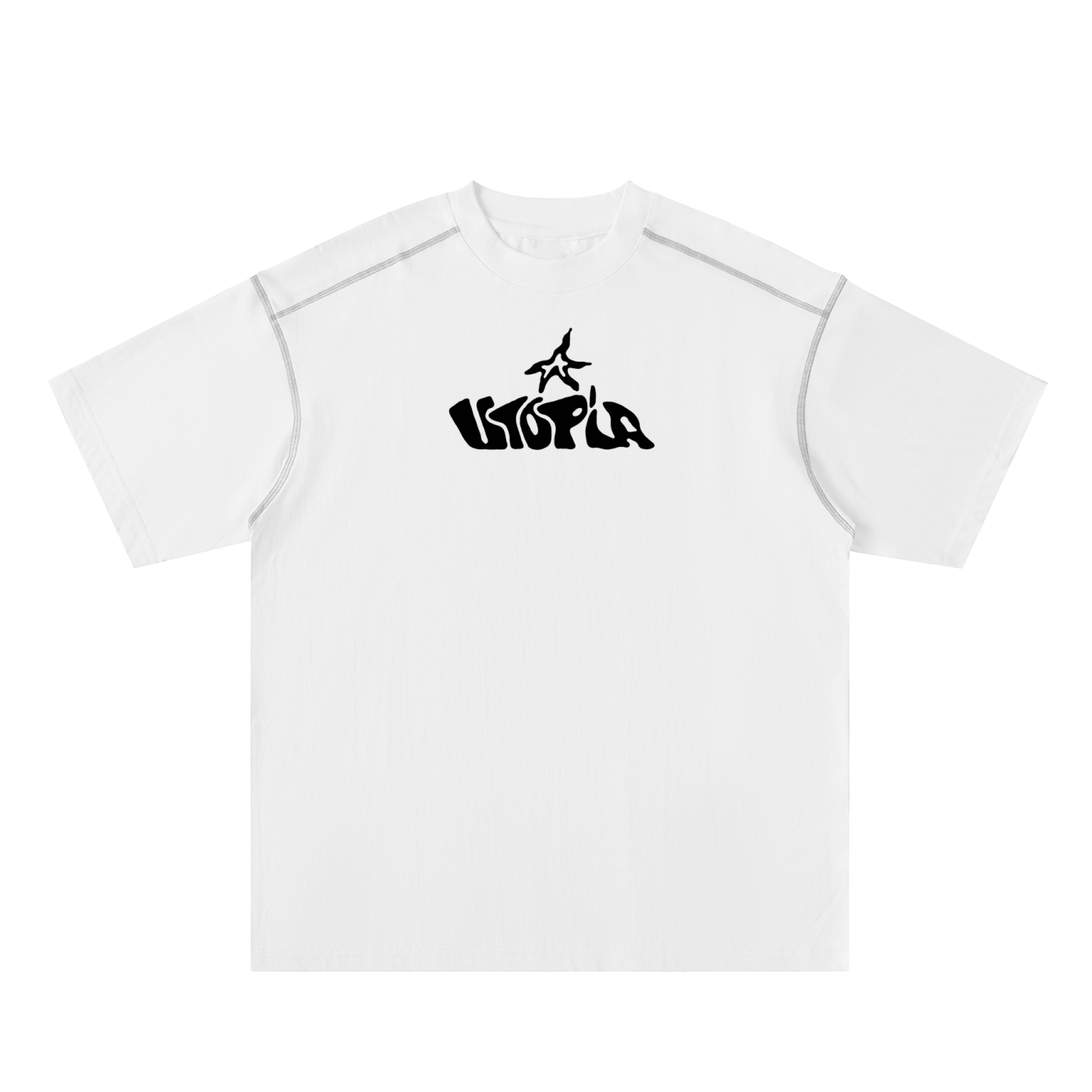 Oversized Contrast-Stitched Graphic Cotton Tee