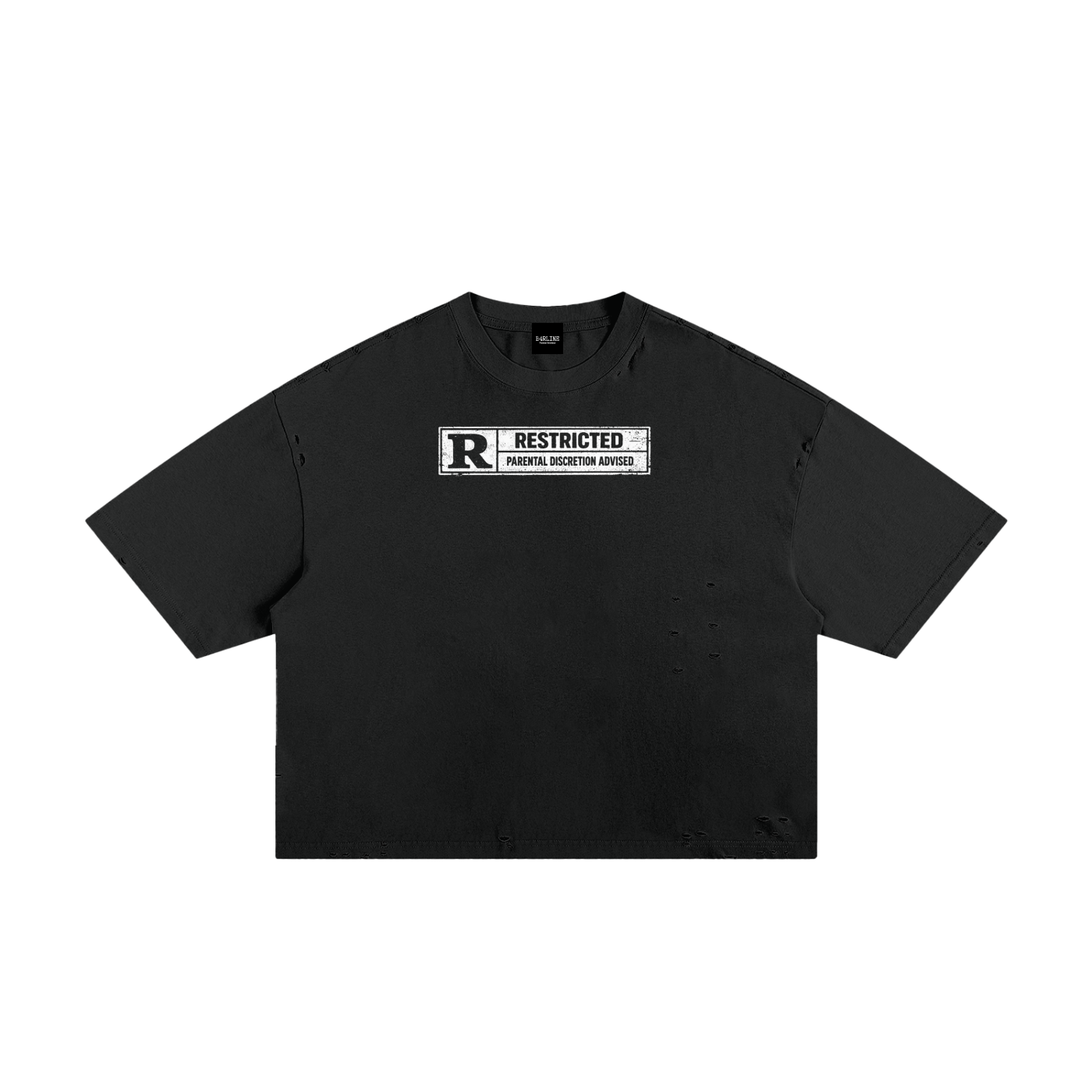 "Restricted" Frayed Boxy Graphic Tee