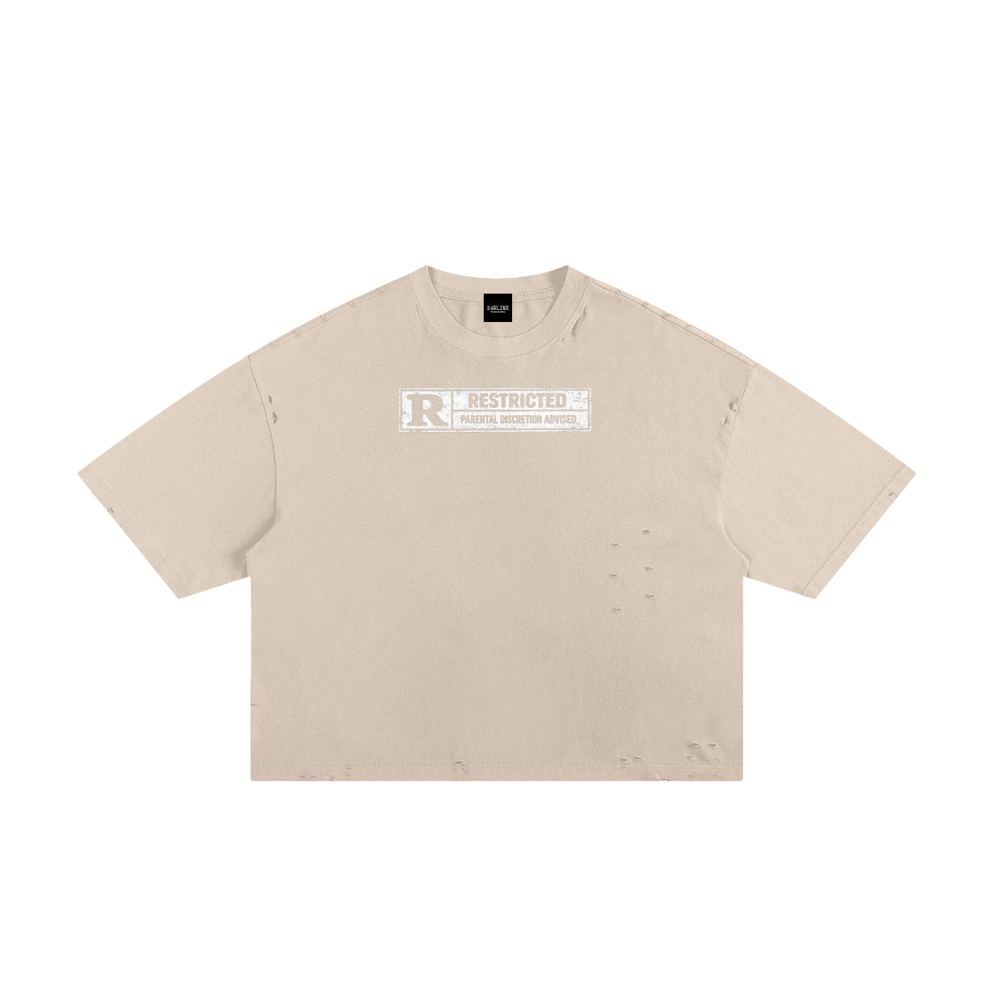 "Restricted" Frayed Boxy Graphic Tee