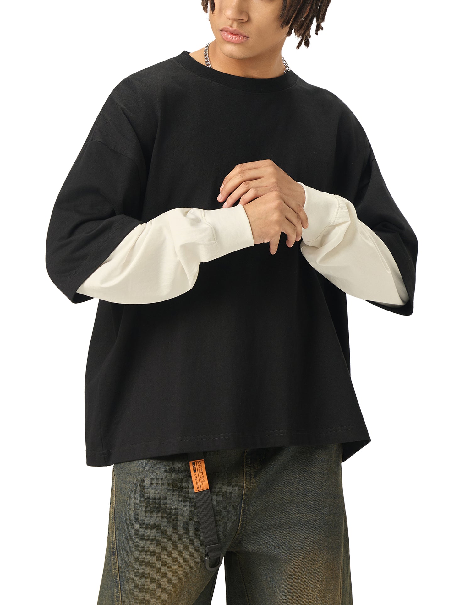 B4RLINE Layered Sleeve Cotton shirt