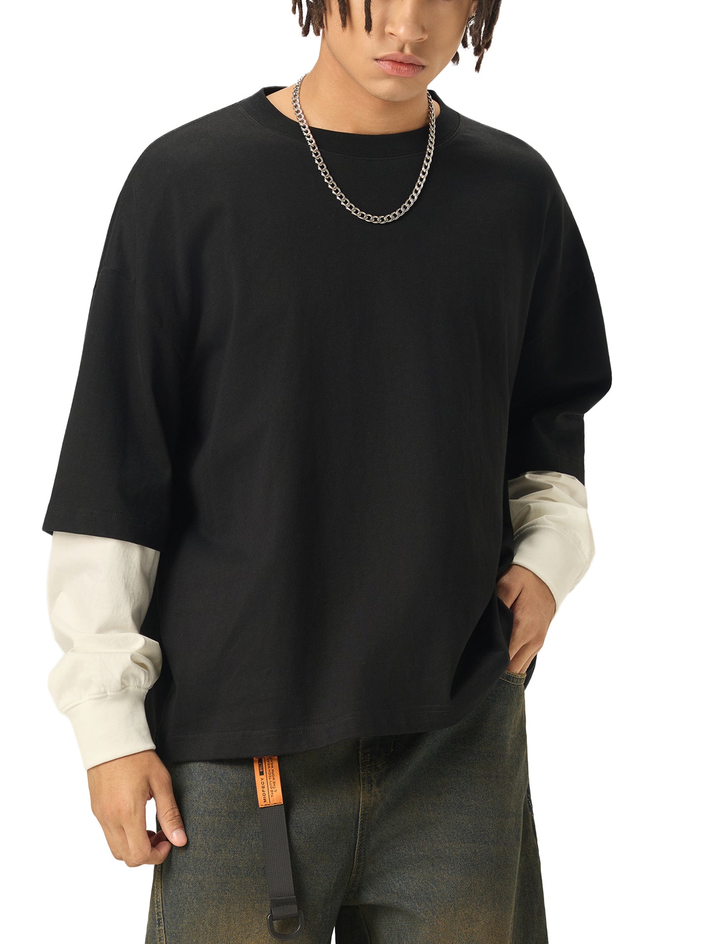 B4RLINE Layered Sleeve Cotton shirt