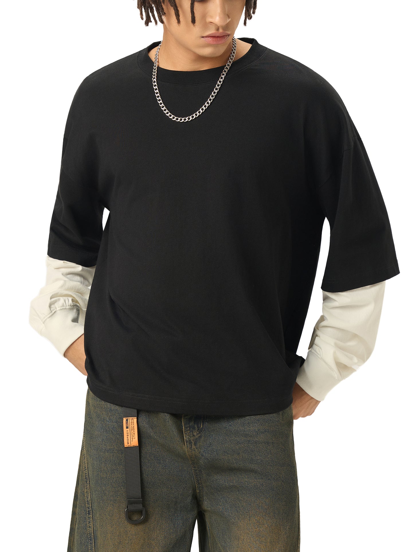 B4RLINE Layered Sleeve Cotton shirt
