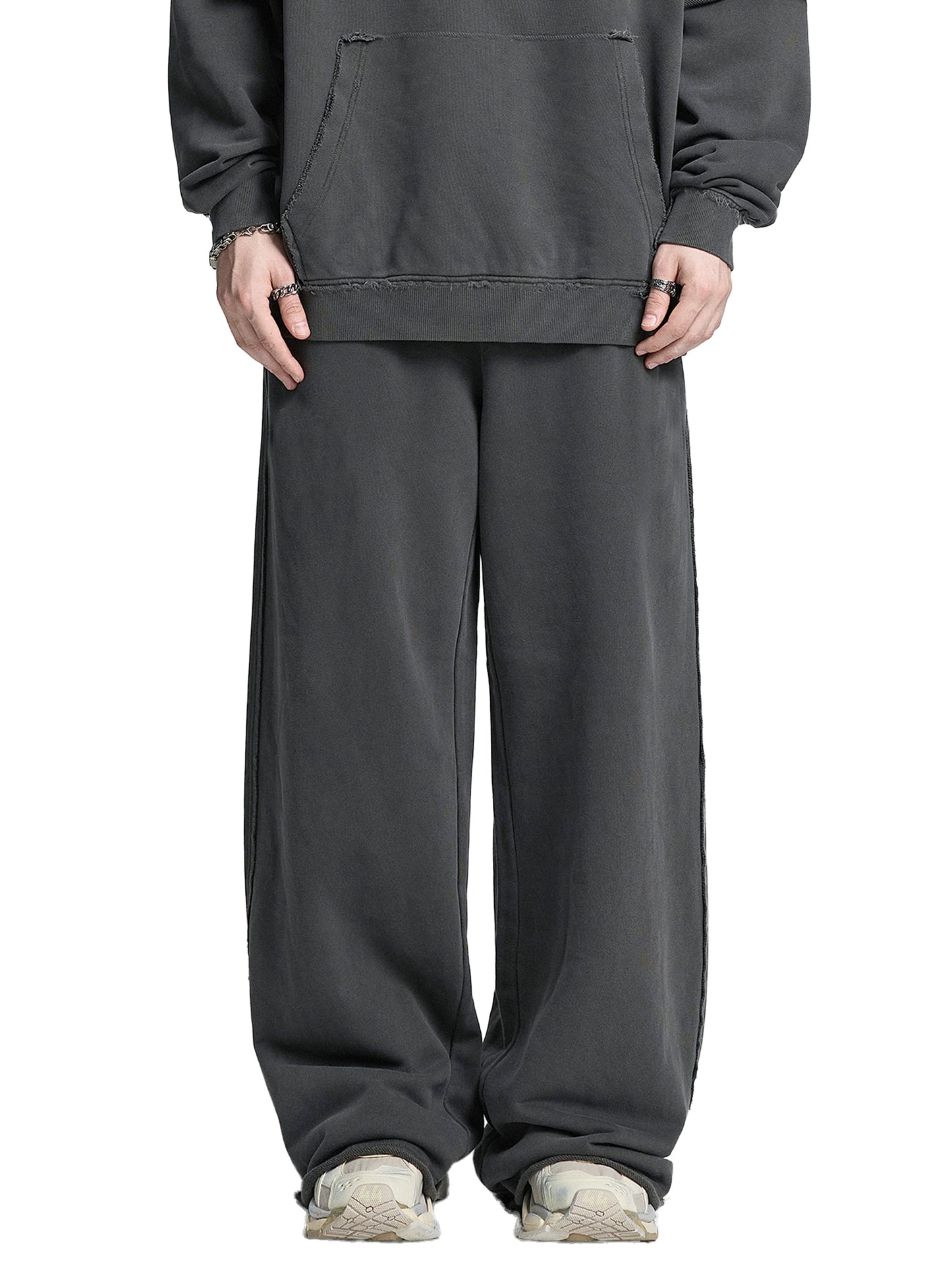 420GSM Snow Washed Designer Raw Edge Sweatpants