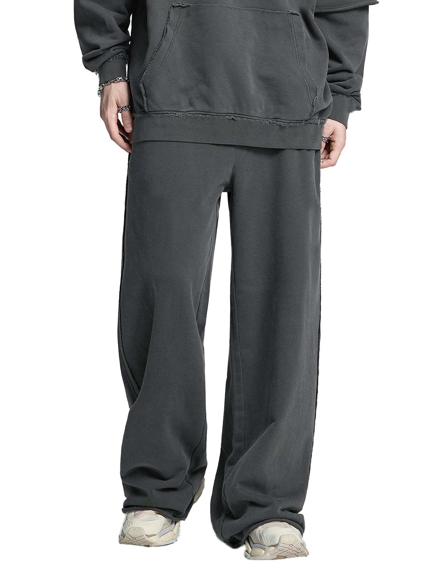420GSM Snow Washed Designer Raw Edge Sweatpants