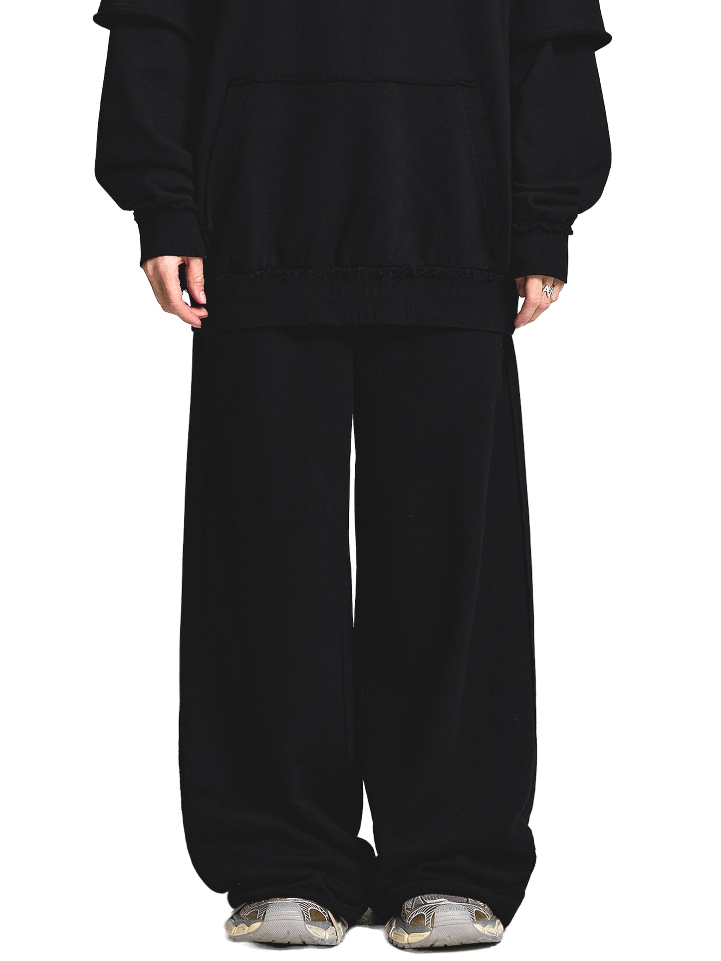 420GSM Snow Washed Designer Raw Edge Sweatpants